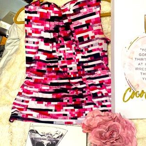 Calvin Klein Pink, White & Black Geometric Tank Top